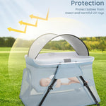 Lilian&Gema 2-in-1 Travel Crib, Portable Crib with Backpack, Lightweight Baby Travel Playpen, Foldable Play Yard with Thick Mattress for Babies & Toddlers, Baby Travel Essential