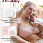 Momcozy Mesh Support Pumping Bra Hands Free Suitable for 36C-44G, Comfortable Plus Size Pumping and Nursing Bra in One
