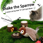 blueypet Interactive Chirping Bird Cat Toys with Flapping Wings,New Flying Birds Cats Toy, Flying Simulation Electric Sparrow Shaking Hunting Pet Toy for Indoor (Brown)