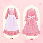 Meland Pioneer Dress for Girls - Colonial Floral Costume with Bonnet, Apron & Purse, Pionner Outfit for Girls 3-12 Years