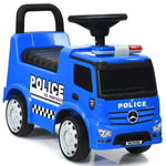 Costzon Ride On Push Car for Toddlers, Licensed Mercedes Benz Sliding Car w/Steering Wheel, Horn, Headlights, Under Seat Storage, Foot-to-Floor Riding Toy for Boy Girl 18-36 Months (Police Car, Blue)