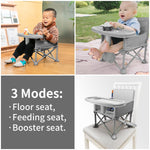 M-Castle New Portable Travel Booster Seat with Tray|Foldable Infant Seat Booster Dining Chair|Great for Camping, Beach, Lawn|Toddler, Child Camping Chair 6 Months - 3 Years Old （Gary）