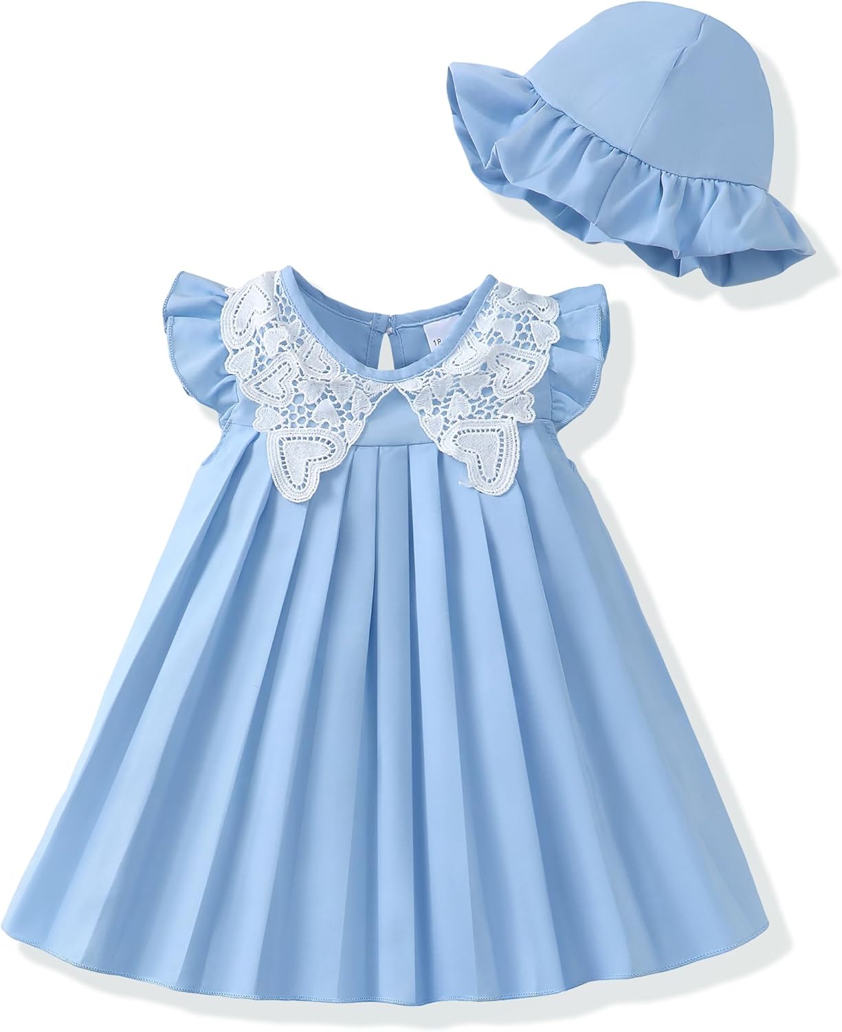 Renotemy Infant Baby Girl Dresses Toddler Girl Clothes Summer Cotton Linen Boho Smocked Sundress Gift for Girls with Hat