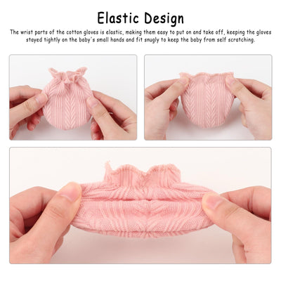 BQUBO Newborn Infant Toddler Mittens No Scratch Elastic Wrist Gloves Hypoallergenic for 0-6 Months Baby Boys Girls