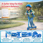 Kick Scooters for Kids 3-5 5-7 Years Age - Stable Handlebars Steer,Anti-Slip Deck,Height Adjustable Three Wheeled LED Lighted Up Toddler Scooter for Boy & Girl, Indoor Outdoor Kid Child Gift,Blue