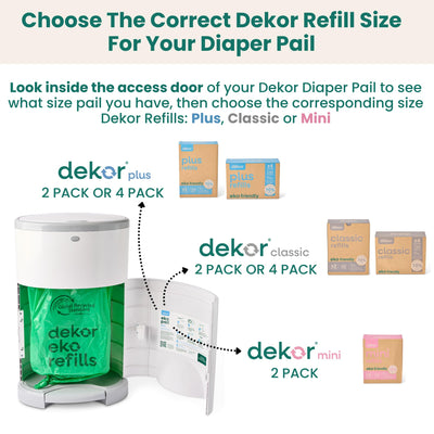Diaper Dekor EKO Classic Diaper Pail, White | ONLY Eco-Friendly Diaper Pail Made with 70% Recycled Materials | Hands-Free: Step–Drop–Done | Cost-Effective Refill System