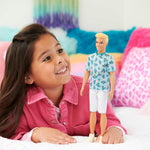 Barbie Fashionistas Ken Fashion Doll #211 with Blonde Hair Wearing Removable Blue Cactus Tee, White Shorts & Sneakers