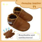 Mejale Baby Soft Soled Leather Moccasins Anti-Slip Infant Toddler Shoes First Walkers(Brown,0-6 Mos/4.7in)