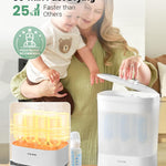HAUTURE Bottle Sterilizer and Dryer, 6-in-1 Baby Bottle Sterilizer (Esterilizador de Biberones), 10 Bottles Capacity, Electric Steam Bottle Sanitizer for Baby Bottles, Breast Pump Parts & Pacifiers