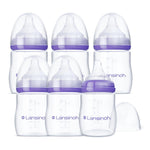 Lansinoh Anti-Colic Baby Bottles for Breastfeeding Babies, 8 Ounces, 3 Count, Includes 3 Medium Flow Nipples, Size M