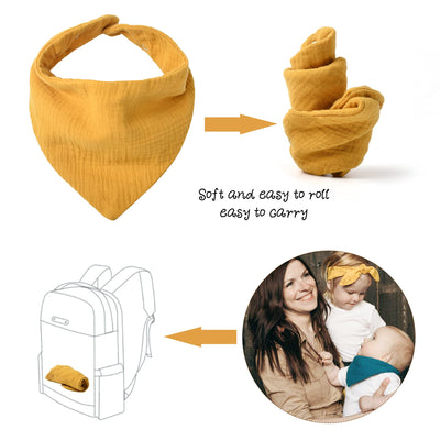 Konssy Muslin Baby Bibs 10 Pack Baby Bandana Drool Bibs 100% Cotton for Unisex Boys Girls,10 Solid Colors Set for Teething Drooling