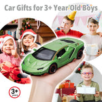 SASBSC Toy Cars for Boys Age 3-12 1/36 Small Diecast Metal Model Car Toys with Light and Sound Pull Back Sport Car for 3+ Years Old Kids Birthday (Green)