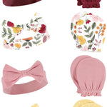 Hudson Baby baby-girls Cotton Headband and Scratch Mitten Set