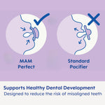 MAM Perfect Night Baby Pacifier, Patented Nipple, Glows in The Dark, 2 Pack, 16+ Months, Pink