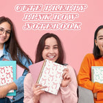 QUICQOD Journal for Teens Girls, Cute Pink Preppy Coquette Notebook Journal Diary School Supplies, Cute Notebooks for Women, Hardcover Pink Spiral Notebook 5.5x8.3 Inch