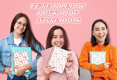 QUICQOD Journal for Teens Girls, Cute Pink Preppy Coquette Notebook Journal Diary School Supplies, Cute Notebooks for Women, Hardcover Pink Spiral Notebook 5.5x8.3 Inch