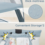 Lilian&Gema 2-in-1 Travel Crib, Portable Crib with Backpack, Lightweight Baby Travel Playpen, Foldable Play Yard with Thick Mattress for Babies & Toddlers, Baby Travel Essential