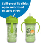 Dr. Brown's Milestones Insulated Sippy Cup with Straw and Handles, Spill-Proof Tumbler with Lid, 2-Pack, Blue & Green, 10 oz/300 mL, BPA Free, 12m+