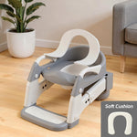 Snugzy Toddler Potty Training Seat 3-in-1 Foldable Potty Training Toilet with Step Stool Adjustable Potty Chair with Urinals (Grey)