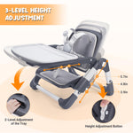 Bear Booster Seat for Kitchen Chairs, Portable High Chair for Babies 6–36 Months (Up to 44 lbs), Adjustable 3-Level Foldable Booster with Removable Tray, Ideal for Home, Outdoor, Camping, and Travel