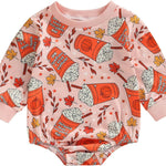 FOCUSNORM Thanksgiving Newborn Baby Girl Outfit Toddler Pumpkin Sweatshirt Romper Long Sleeve Onesie Infant Fall Clothes