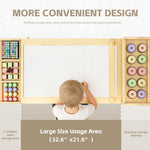 Acenova Kids Art Table and Chairs Set with Paper Roll and Storage, Wooden Craft Table with 2 Chairs, Kids Desk with Storage for Drawing Learning Reading, Toddler Activity Play Desk Classroom