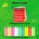 Skillmatics Sidewalk Chalk Activity Kit - Creative Outdoor Fun with 18 Washable Chalk Sticks, 15 Activities & Games for Kids, Gifts for Boys & Girls Ages 3, 4, 5, 6, 7, 8, 9, 10