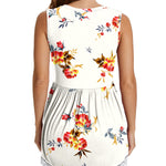 Xpenyo Womens Maternity Tank Top Sleeveless Lace Crochet Trim Peplum Cami Shirts Rose Floral White S