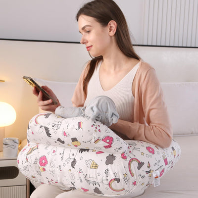 BATTOP Nursing Pillow for Breastfeeding with Removable Covers, PlusSize Breastfeeding Pillows for Mom, Bottle Feeding Pillow, Extra Pillow on Top for More Support for Mom