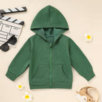 ZOELNIC Toddler Boy Clothes Fall Winter Jacket Hooded Sweatshirt Tops Cool little Dude Letter Printed Long Sleeve Hoodie (Green, 12-18 Months)
