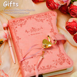 Hoci Poci Diary with Lock and Keys for Girls Gift Ideas, 360 Gold Edged Pages Journal for Women, B6 Refillable Notebook for Writing with Pen and Bookmark (Garden Pink)