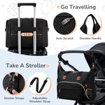 Tenot Diaper Bag Tote, Baby Bag Travel Diaper Tote Bag with Pacifier Case, Cute Maternity Hospital Baby Stylish Diaper Tote for Mom Dad Black