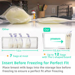 Ugotfeels Breastmilk Storage Container with L Shaped Separator Boards, Dividers Will Flatten Standing Breast Milk Bags in Organizer Bins Save Refrigerator Space | 2 Containers-Green
