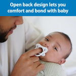 Dr. Brown's HappyPaci 100% Silicone Baby Pacifier, Contoured One-Piece Design, Light-Blue, Blue, White, 0-6m, BPA-Free, 4-Pack