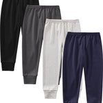 JARMAKO Toddler Boys Cotton Pants, 4-Pack Sweatpants Joggers, Basic Colors, 3T