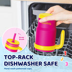 Tronco 14 oz Kids Insulated Tumbler with Handle & Spill Resistant Flexible Straw, BPA-Free Stainless Steel Toddler Cups with Lids, Splash-Proof Kid Drinking Cup Travel Mugs, Easy to Clean