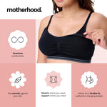 Motherhood Maternity Womens Hands Free Pumping Seamless Clip Down Nursing Bra for Breastfeeding, Black, Large