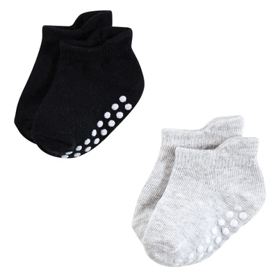 Hudson Baby Unisex Baby Non-Skid No-Show Socks, Pink Black, 12-24 Months