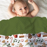 Mink Baby Boy Girl Blankets Christmas Gingerbread Man Cookie, Xmas Holly Berry Soft Double Layer Dotted Backing Receiving Swaddle, Newborn Infant Toddler Nursery Crib Bedding Shower Gift 30x40