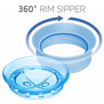Chicco 360° Spoutless Sippy Cup 9+ Months, 9oz Toddler Training Cup, 2-in-1 Trainer with Removable Membrane for Open Cup, Spill-Resistant Rim, BPA-Free, Blue