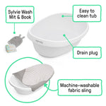 Ingenuity Sylvi Full Comfort 3-in-1 Grow with Me Baby Tub, Newborn to Toddler Baby Bath Tub, Supportive Sling, Includes Sylvie Wash Mit & Book, Easy Release Drain Plug, 0M+