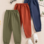 VEGGIEDOT Little Boy Pants 3 Pack 4T 5T Toddler Boy Sweatpants Fall Winter Kids Color Block Drawstring Elastic Sweatpants Casual Pants for Boys