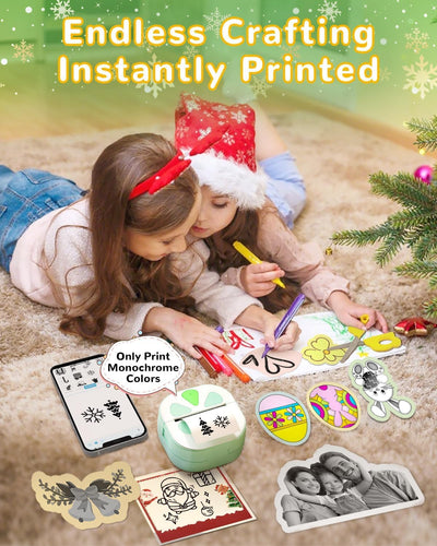 Mini Sticker Printer, D20 Portable Bluetooth Inkless Thermal Sticker Maker Machine with 3 Rolls Paper, Pocket Print Pods Label Maker for iphone, Impresora Portátil for Study Note, DIY, Kids Gift