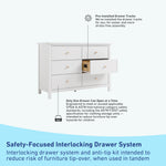 Graco Sasha 6 Drawer Dresser (White) – GREENGUARD Gold Certified, Wood Storage for Nursery or Kids’ Room, Safe Interlocking Drawer System & Easy Assembly with Pre-Installed Tracks