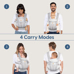 Ergobaby Omni Dream Cotton Baby Carrier Newborn to Toddler - Breathable Baby Carrier for Summer - All-Position Carriers for Newborn to Toddler with Lumbar Support (7-45 lbs) - Cotton, Pearl Grey
