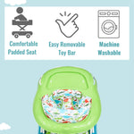 Dream On Me Baby Steps Baby Walker in Blue and Green, Adjustable Three Position Height Setting, Removable Tray, Easy to Fold and Store Baby Walker