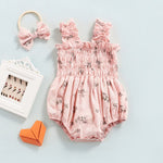 FOMOYUU Infant Newborn Baby Girl Ruffle Sleeveless Romper Summer Clothes Outfit with Cute Floral Print Jumpsuit (Pink-Daisy, 6-12 Months)