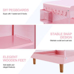 SYKIARIOL Kids Nightstand with Storage & Hooks, Cute Pink Bedside Table for Girls, Small Toddler Night Stand for Bedroom