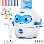 QIBOX Drawing Robot for Kids, 4-in-1 Draw/Learn/Spell/Music Interactive Educational Robot Drawing Machine with 100 Cards & 12 Color Pens,Learning Toys for 3 4 5 6 7 8 Year Old Boys Girls Birthday Xmas