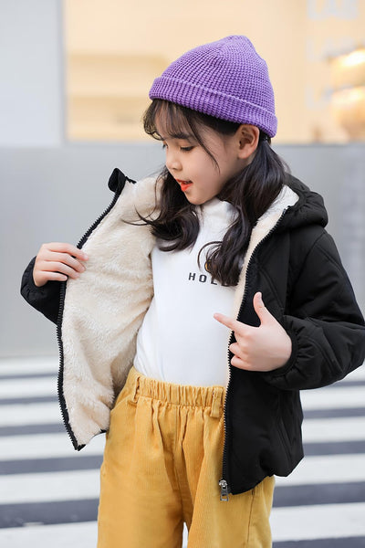 LAVIQK Baby Boys Girls Toddlers Winter Coats Hooded Puffer Jacket Down Snow Jacket Warm Fleece Coat Solid Outerwear 6-12-18-24 Months 1-2-3-4-5-6-7 Years